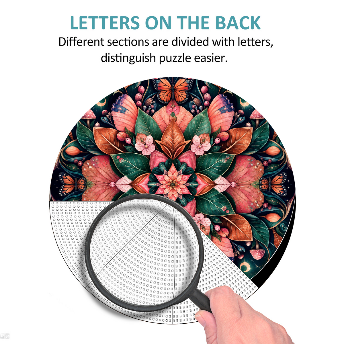 Copperleaf Botanical Kaleidoscope Round Puzzle - puzzle product view