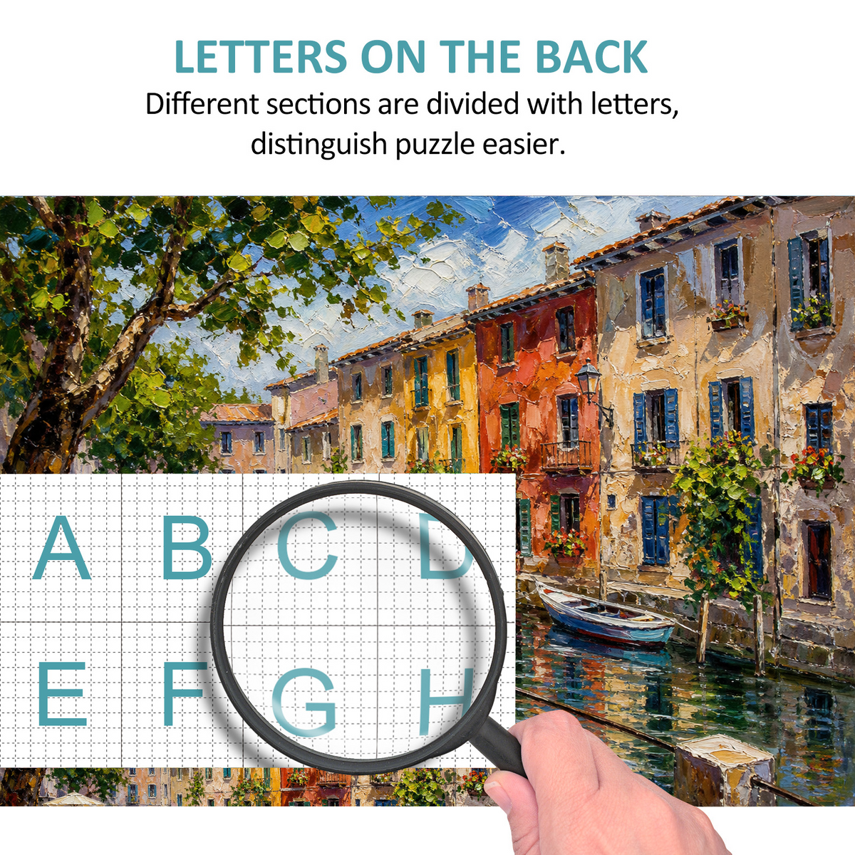 Vibrant Canal-Side Houses Landscape Puzzle - puzzle product view