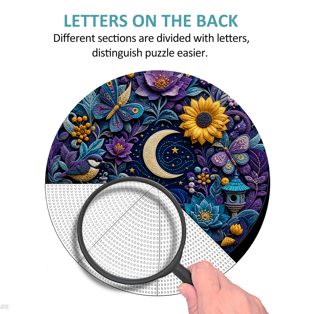 Moonlit Paper Garden Symphony Round Puzzle - puzzle product view