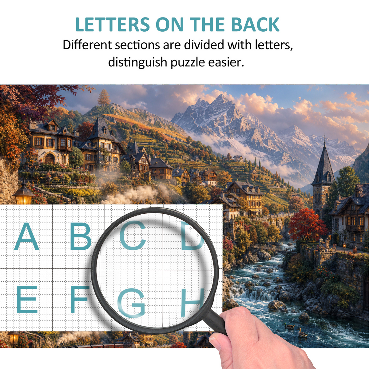 Amber Mountain Railway Town Landscape Puzzle - puzzle product view