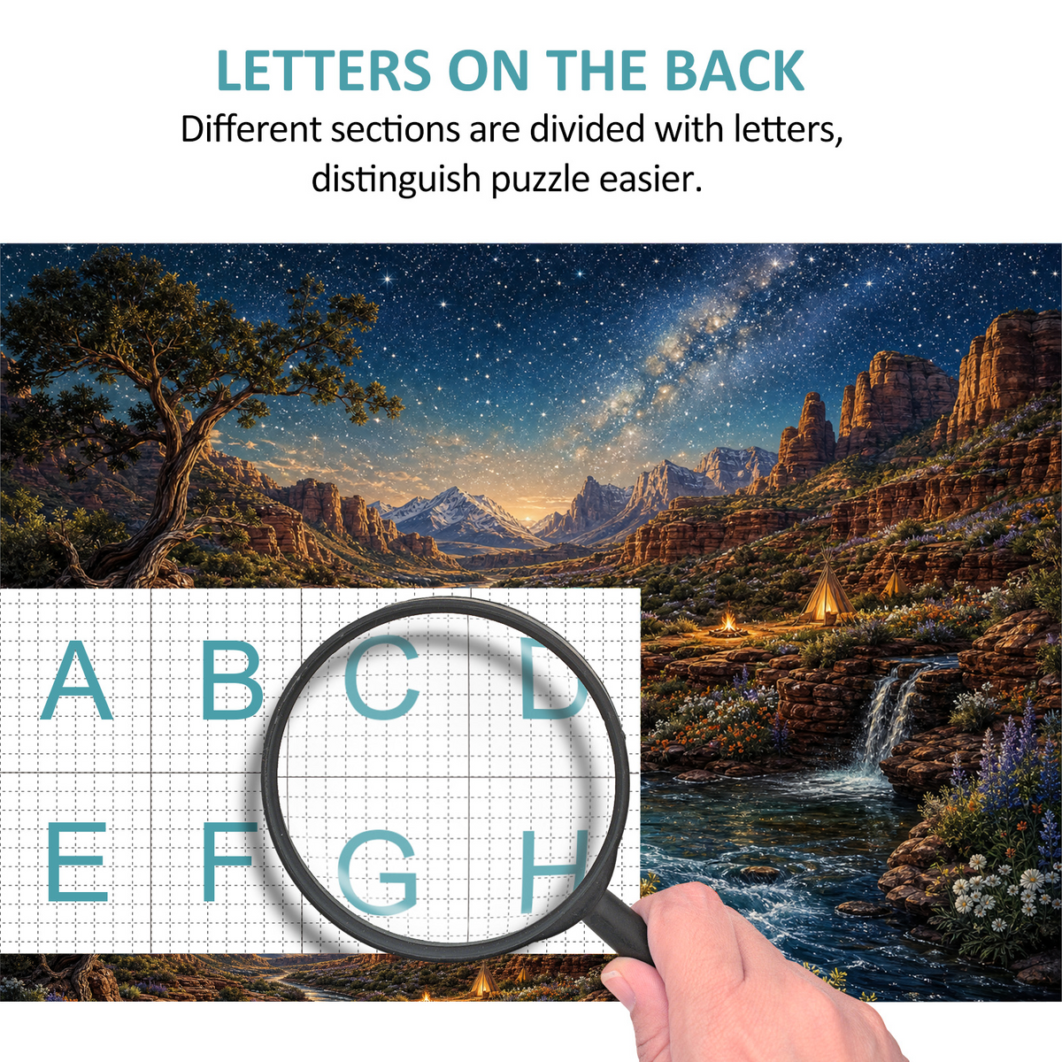 Starlit Wildflower Canyon River Landscape Puzzle - puzzle product view