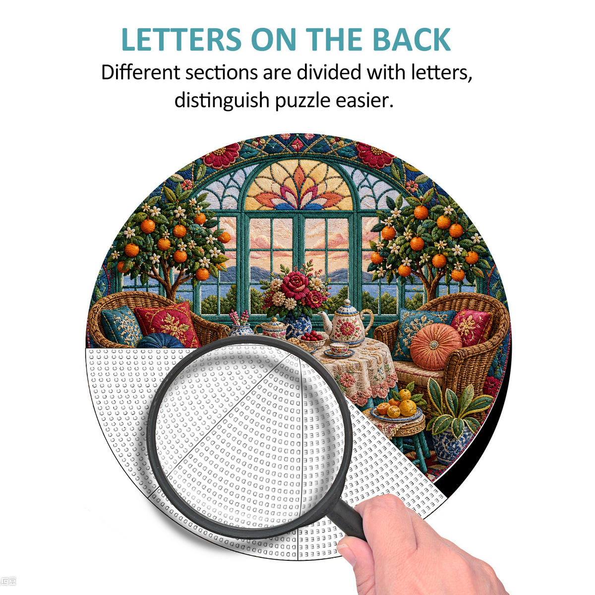Twilight Sunroom Tea Corner Round Puzzle - puzzle product view