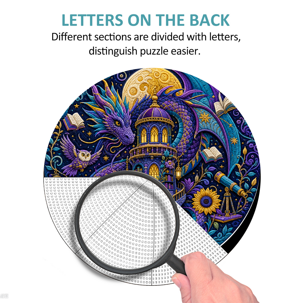 Radiant Dragon Library Moon Round Puzzle - puzzle product view
