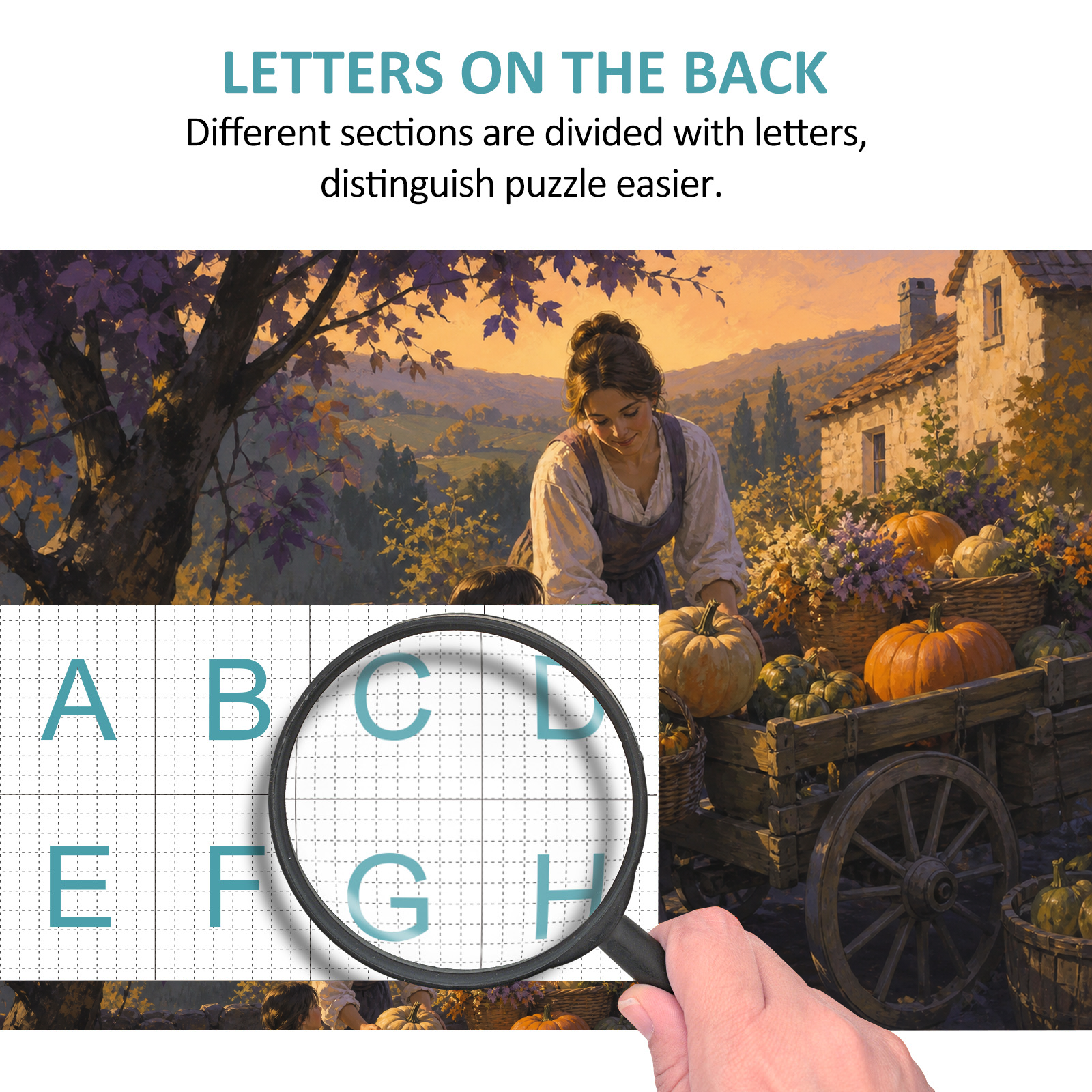 Vibrant Harvest Festival Gouache Landscape Puzzle - puzzle product view