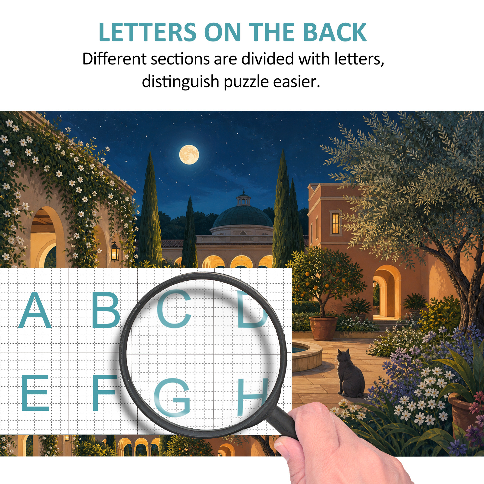 Moonlit Garden Courtyard Landscape Puzzle - puzzle product view