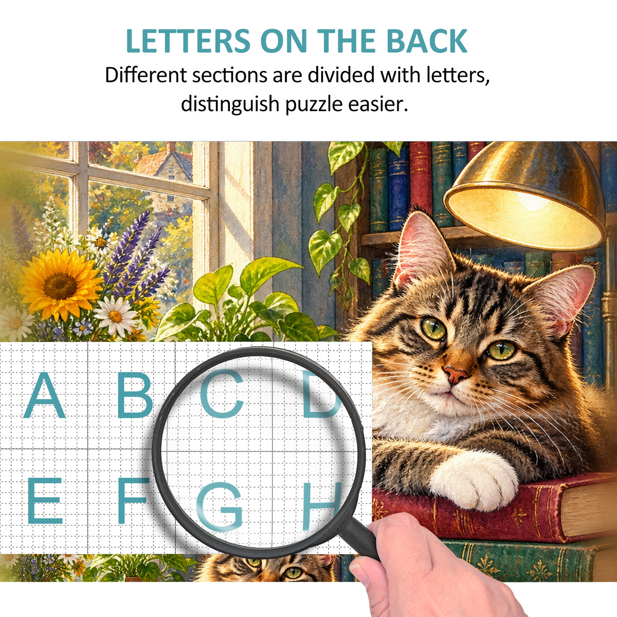 Vibrant Library Cat Portrait Puzzle - puzzle product view