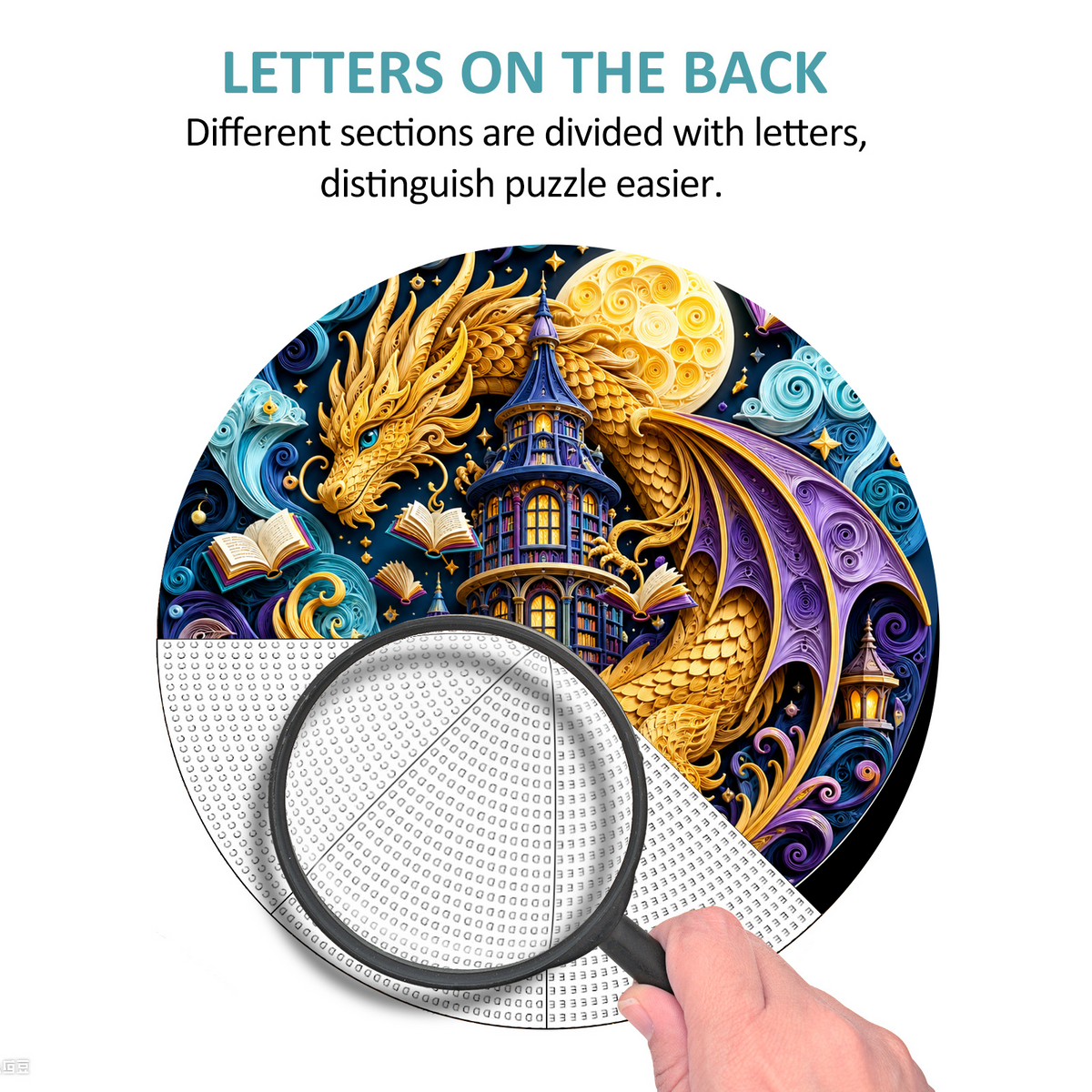 Golden Dragon Library Moon Round Puzzle - puzzle product view