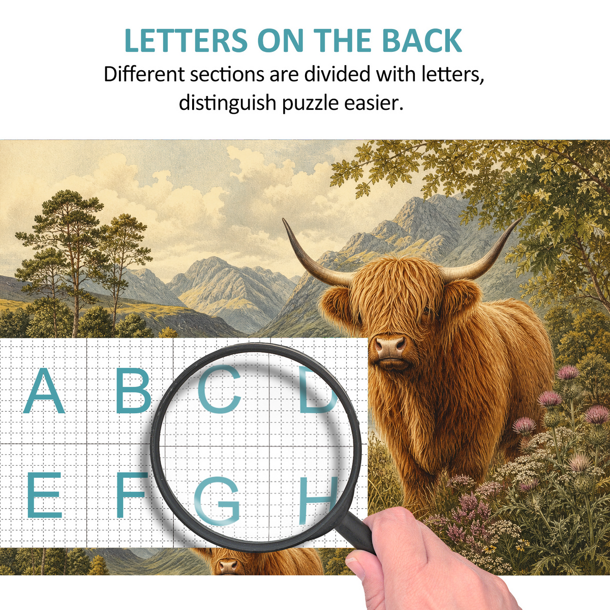 Luminous Highland Cattle Landscape Puzzle - puzzle product view
