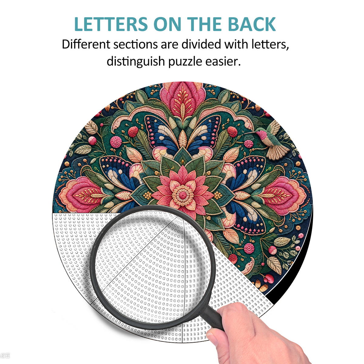 Dancing Botanical Kaleidoscope Round Puzzle - puzzle product view