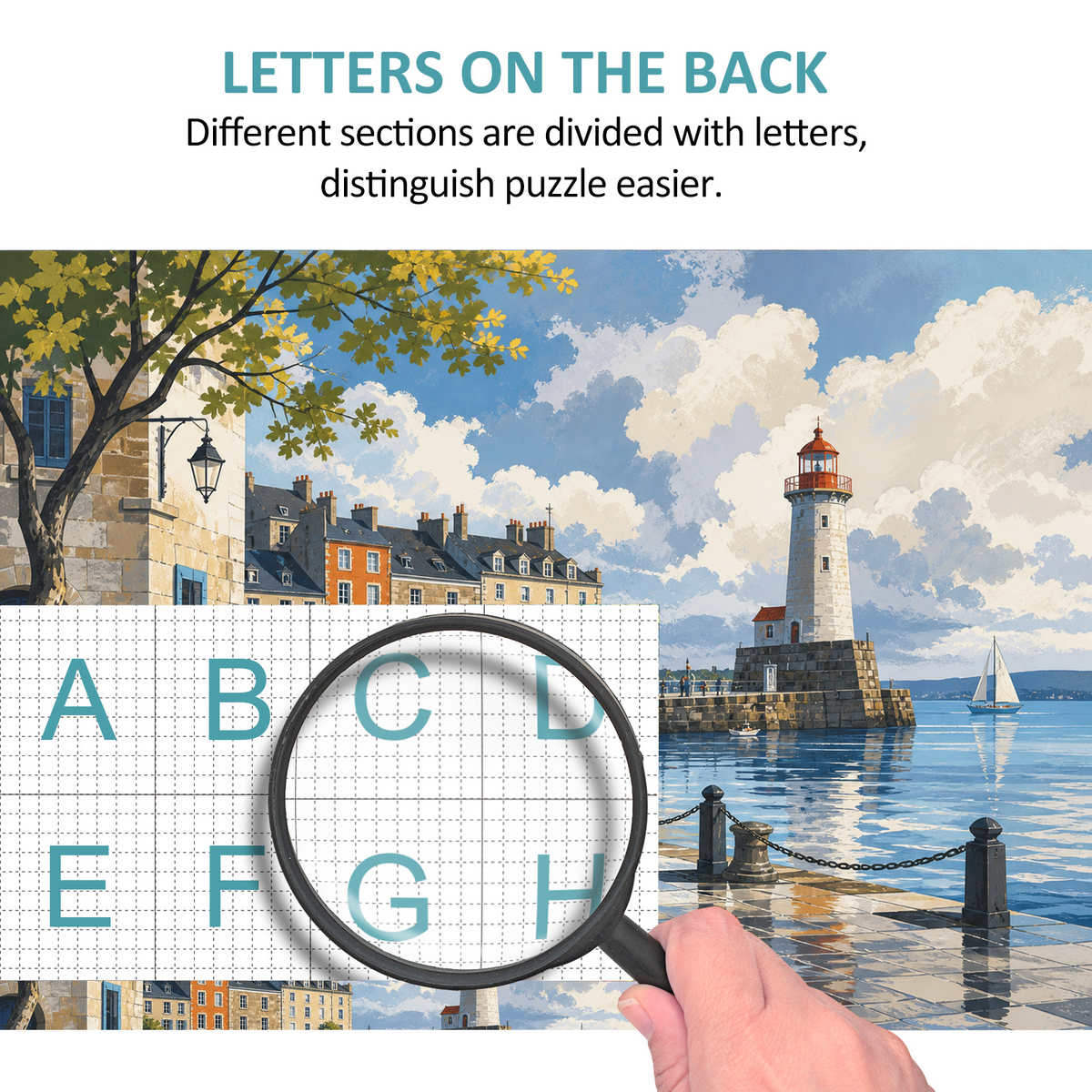 Rain-Washed Lighthouse Harbor Landscape Puzzle - puzzle product view