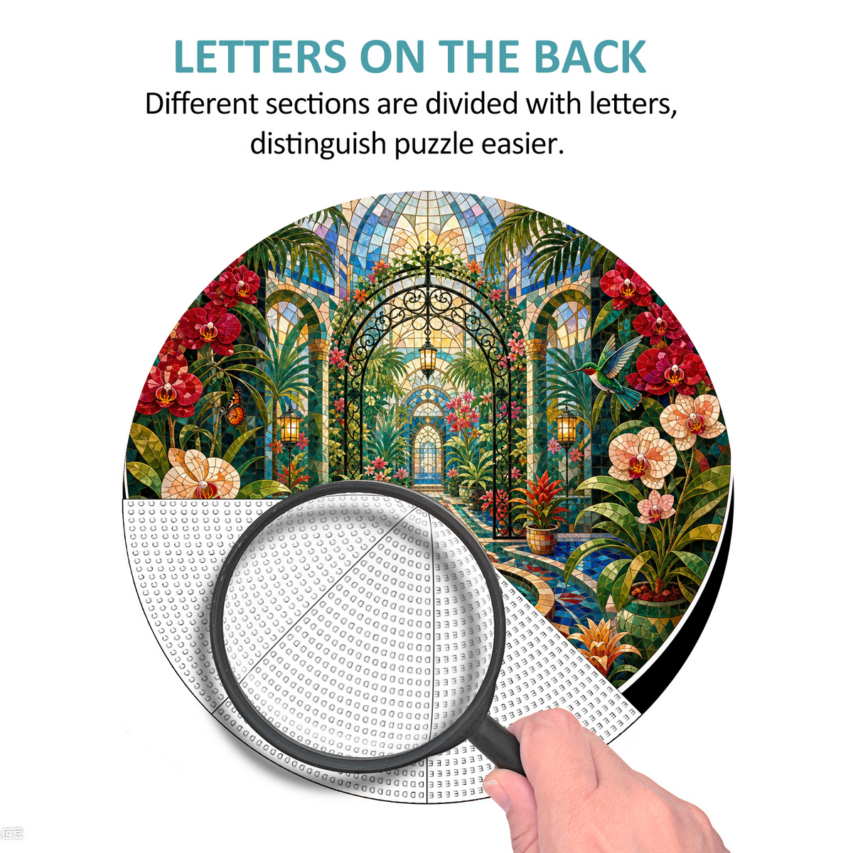 Radiant Botanical Greenhouse Maze Round Puzzle - puzzle product view