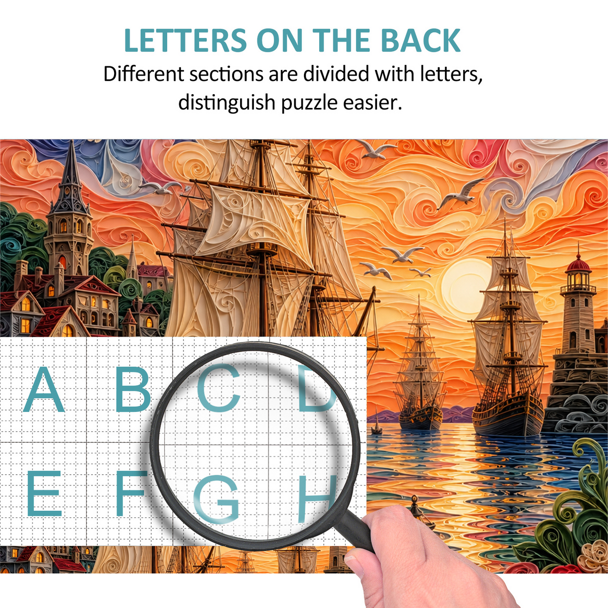 Twilight Harbor of Tall Ships Portrait Puzzle - puzzle product view