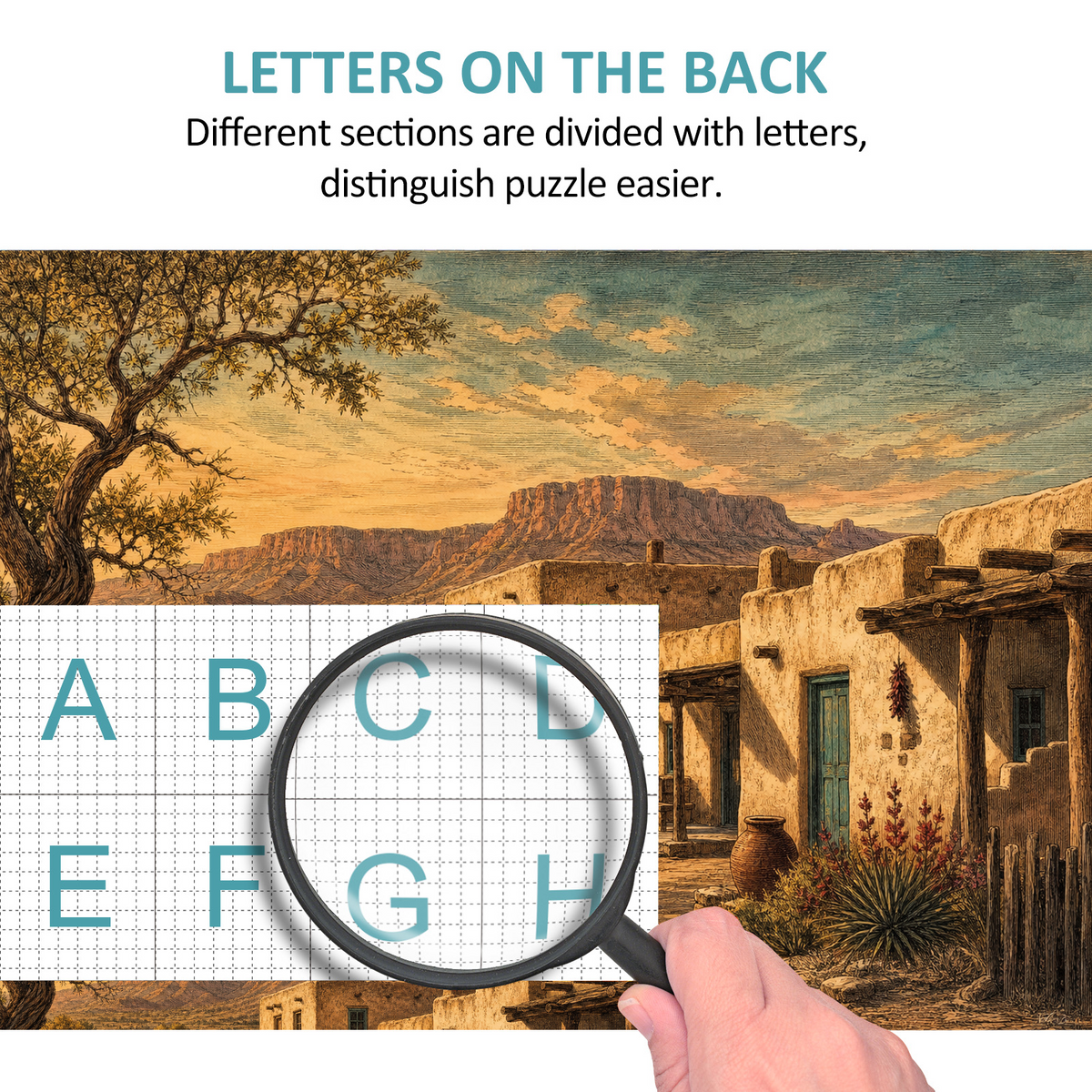 Luminous Desert Adobe Town Landscape Puzzle - puzzle product view