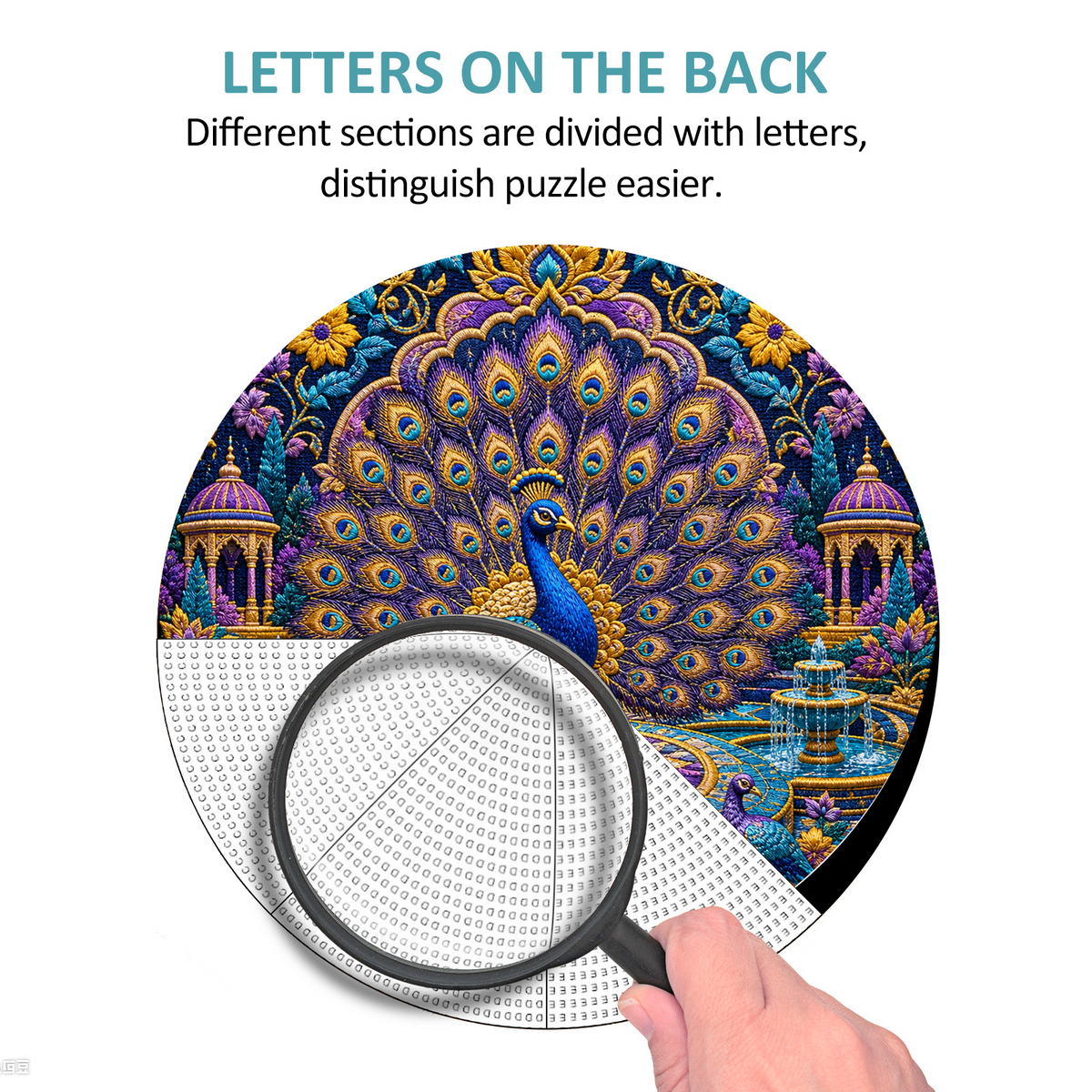 Golden Peacock Mosaic Court Round Puzzle - puzzle product view