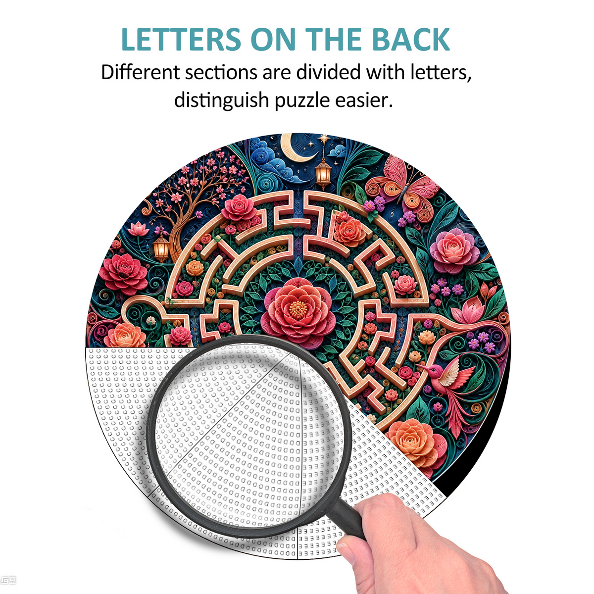 Twilight Floral Labyrinth Round Puzzle - puzzle product view