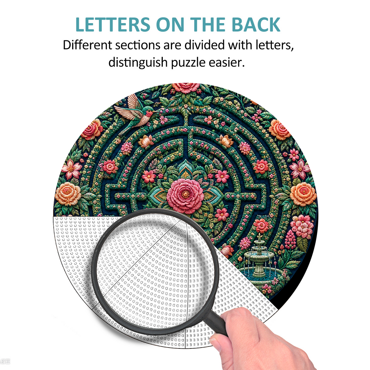 Emerald Floral Labyrinth Round Puzzle - puzzle product view