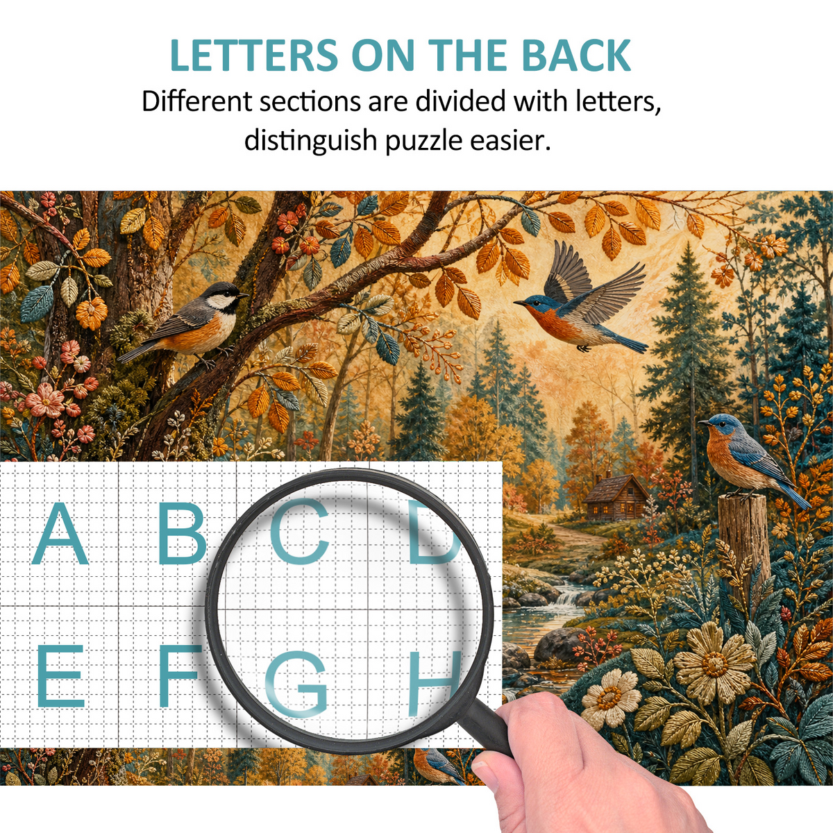 Amber Embroidered Woodland Landscape Puzzle - puzzle product view