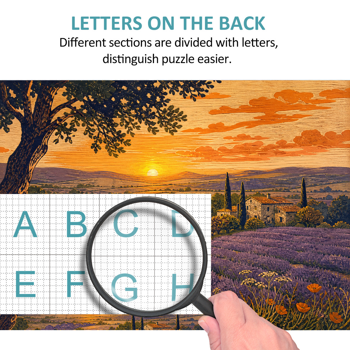 Golden-Hour Lavender Hills Landscape Puzzle - puzzle product view