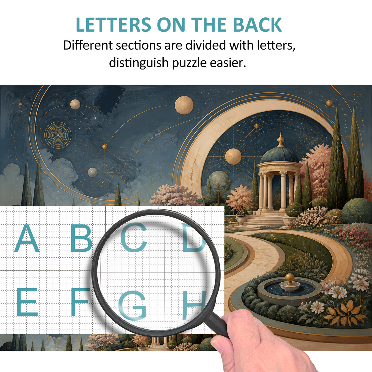 Vibrant Geometric Garden Celestial Chart Landscape Puzzle - puzzle product view
