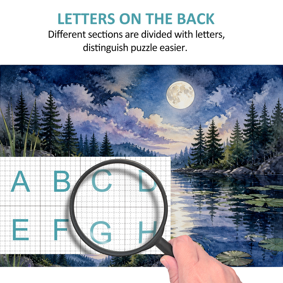 Moonlit Water-Lily Pond Landscape Puzzle - puzzle product view