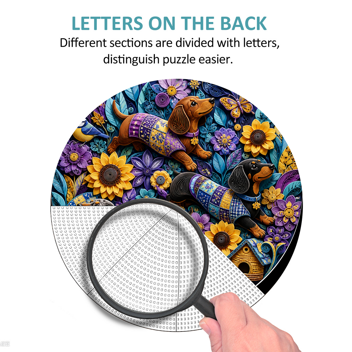 Honeyed Dachshund Flower Parade Round Puzzle - puzzle product view