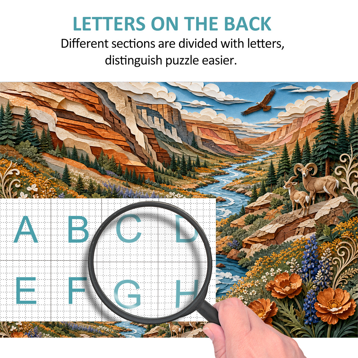 Sunlit Wildflower Canyon River Landscape Puzzle - puzzle product view