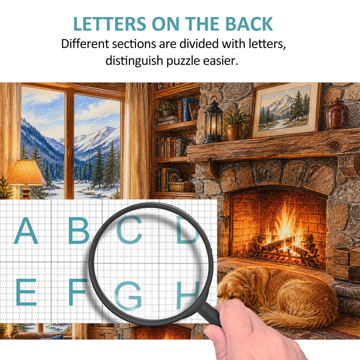 Vibrant Fireplace Room Landscape Puzzle - puzzle product view