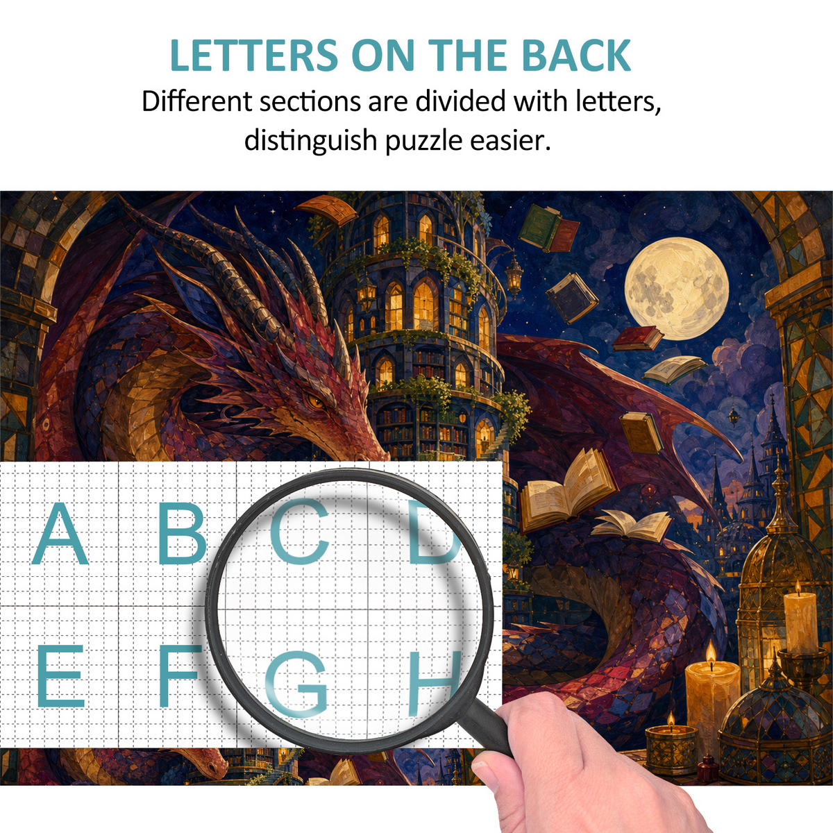 Luminous Dragon Library Moon Landscape Puzzle - puzzle product view