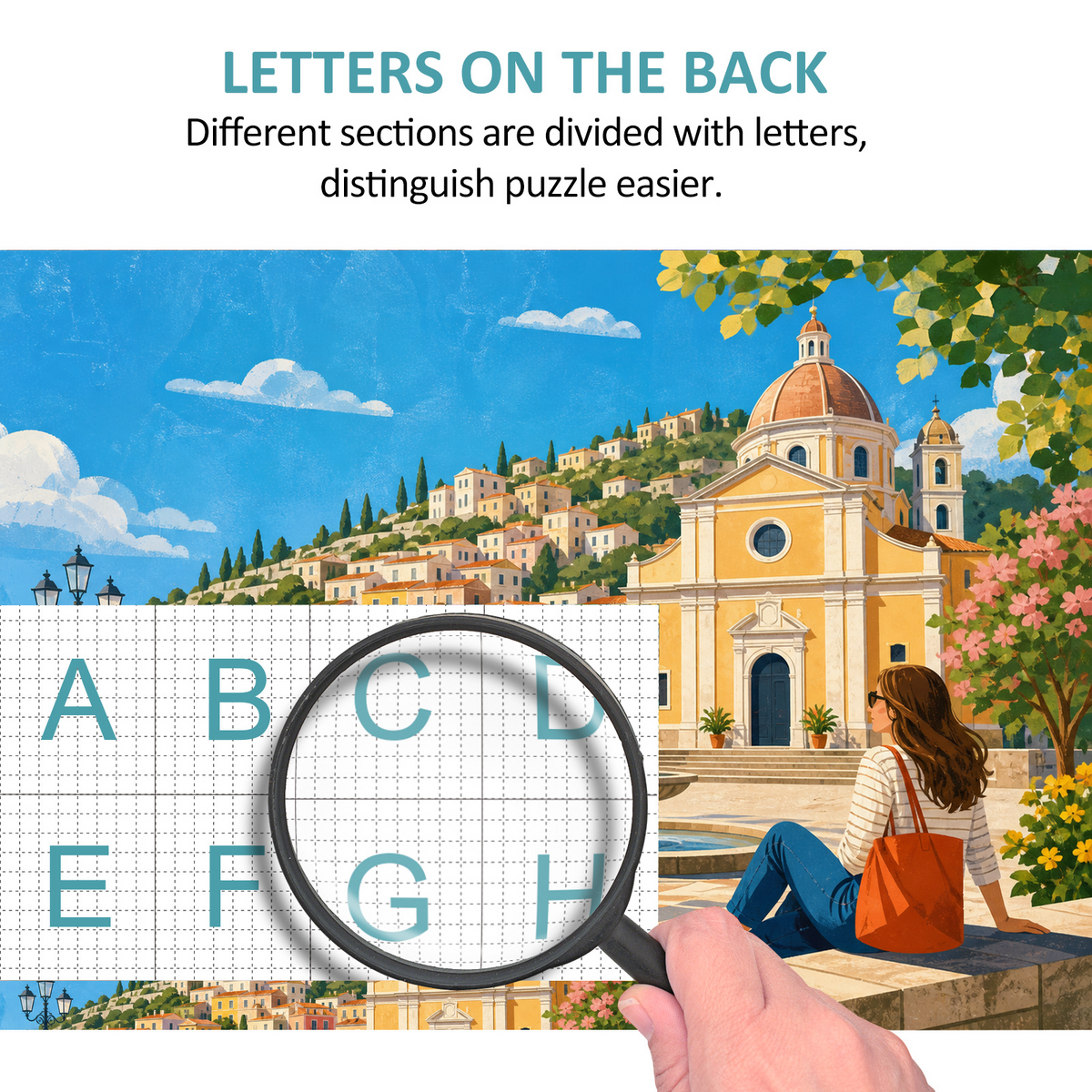Luminous Hill Town Landscape Puzzle - puzzle product view