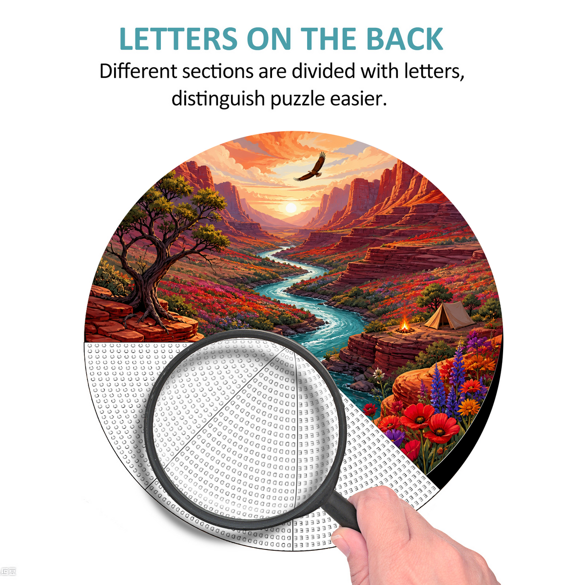 Crimson Wildflower Canyon River Round Puzzle - puzzle product view