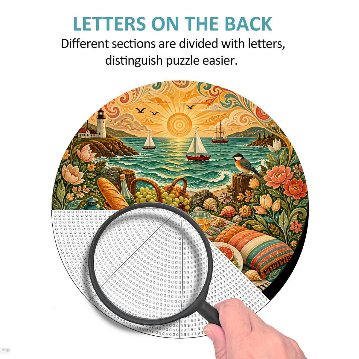 Aurora Coastal Picnic Feast Round Puzzle - puzzle product view