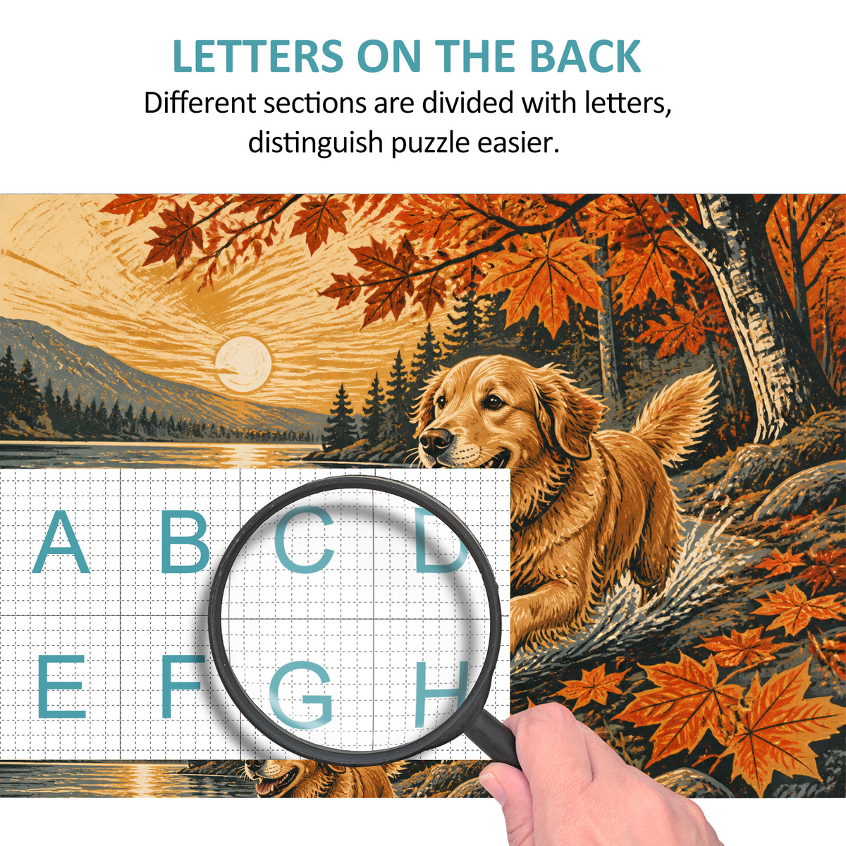 Golden-Hour Golden Retriever Landscape Puzzle - puzzle product view
