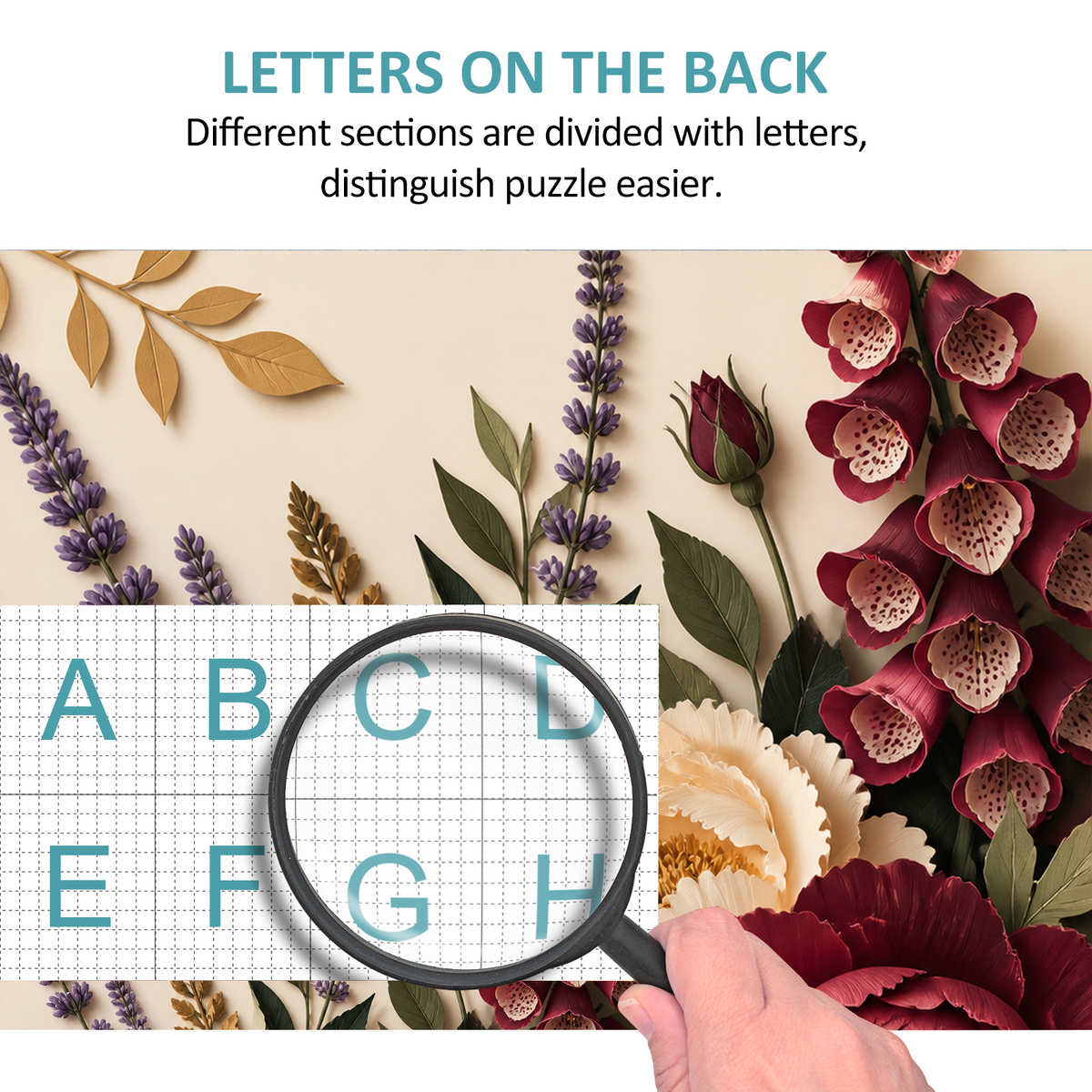 Luminous Botanical Repeat Paper Cut Collage Portrait Puzzle - puzzle product view