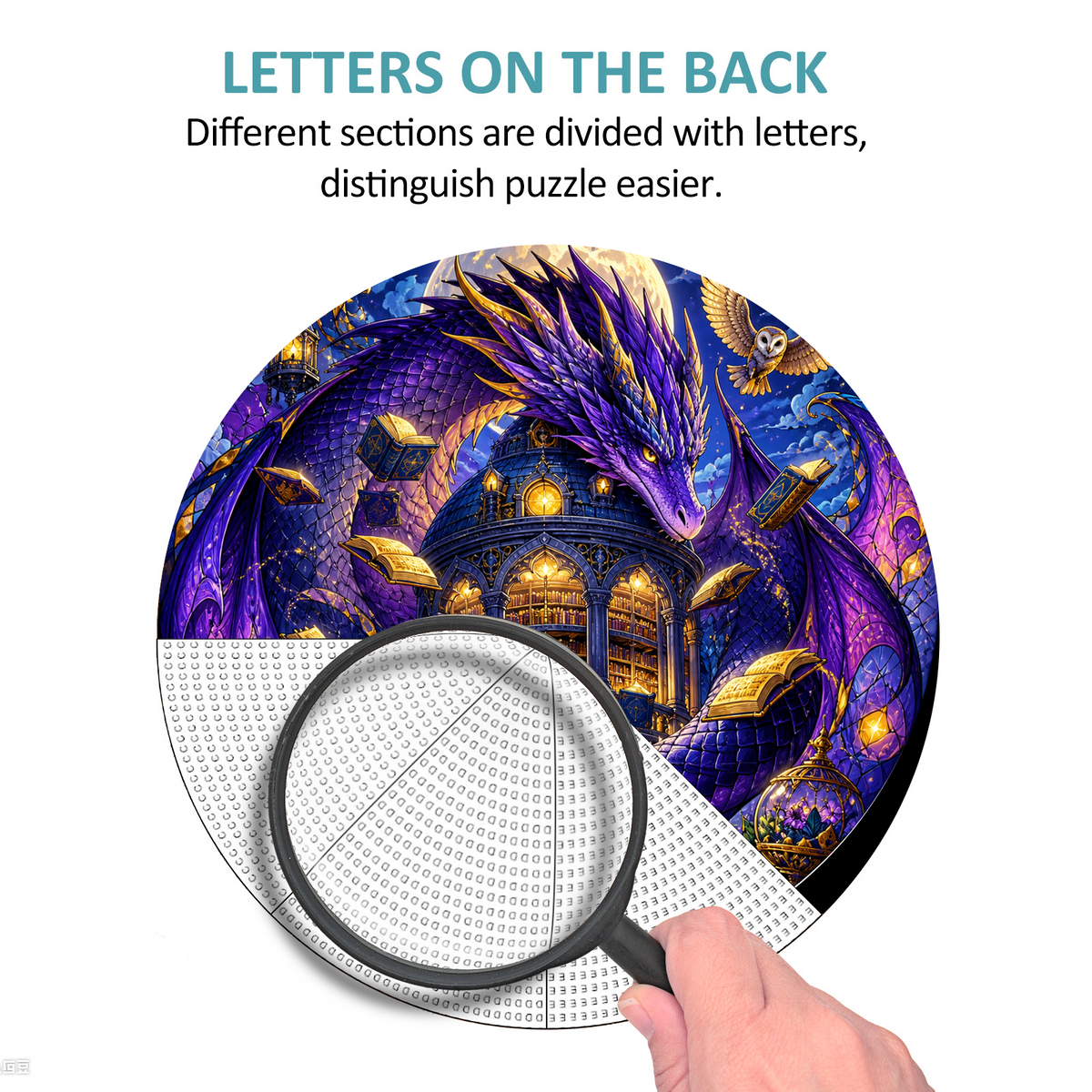 Twilight Dragon Library Moon Round Puzzle - puzzle product view