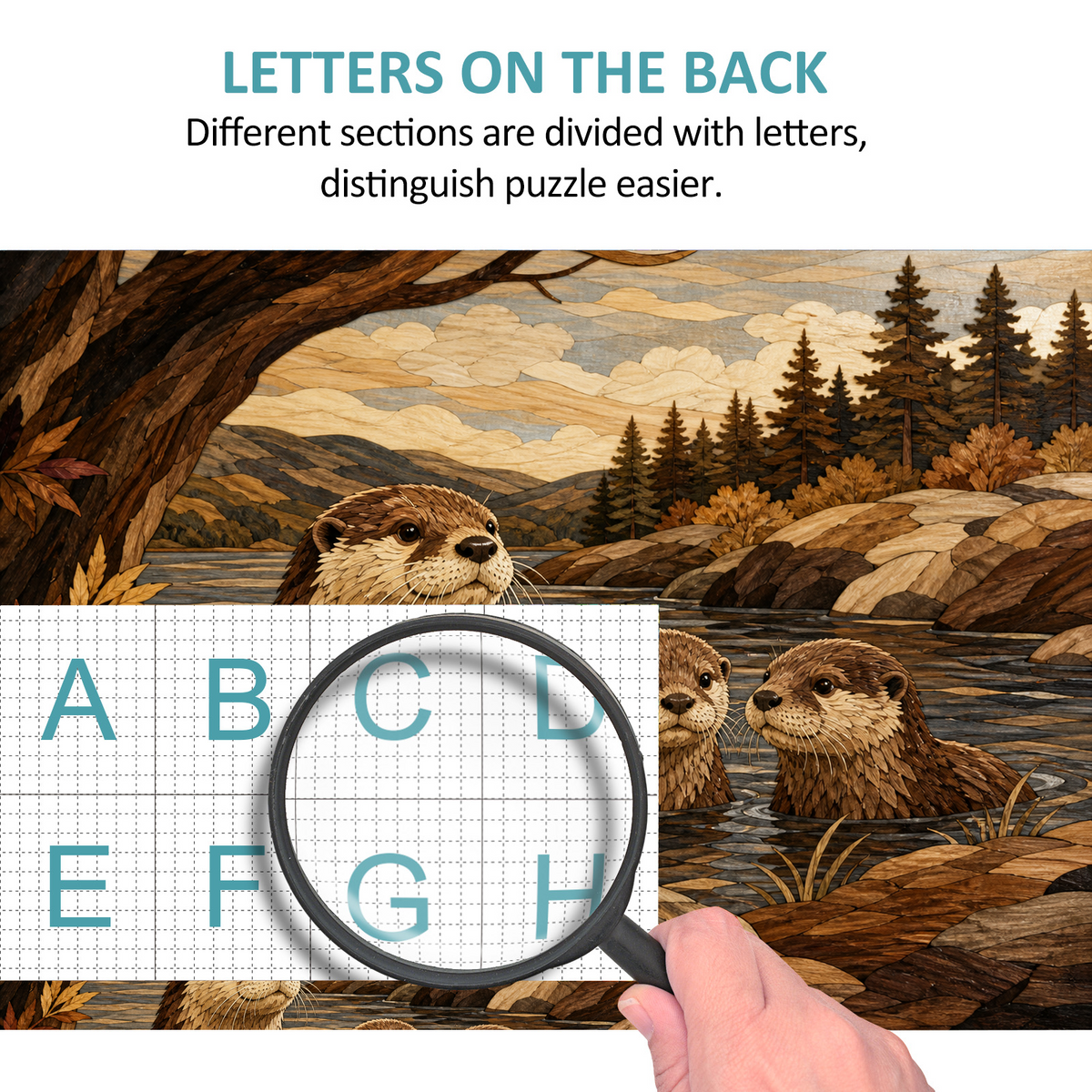 Vibrant Otter Family Landscape Puzzle - puzzle product view