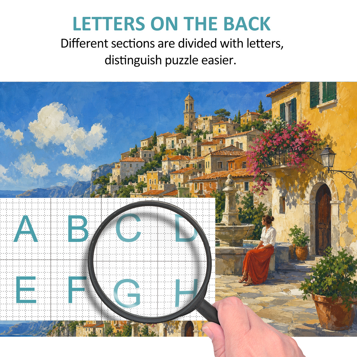 Sunlit Cliff Village Landscape Puzzle - puzzle product view