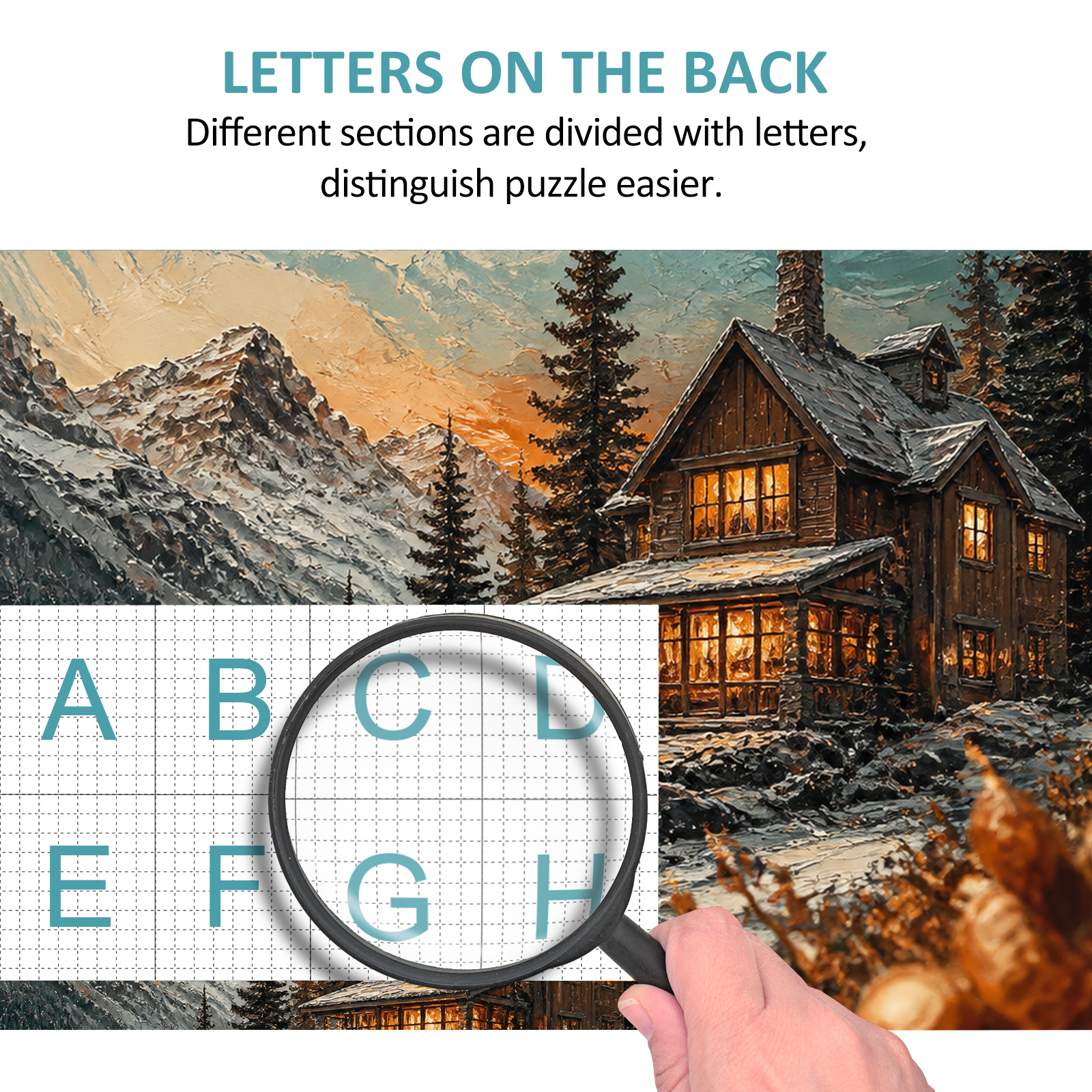 Rain Washed Winter Cabin Lights Oil Impasto Portrait Puzzle - puzzle product view