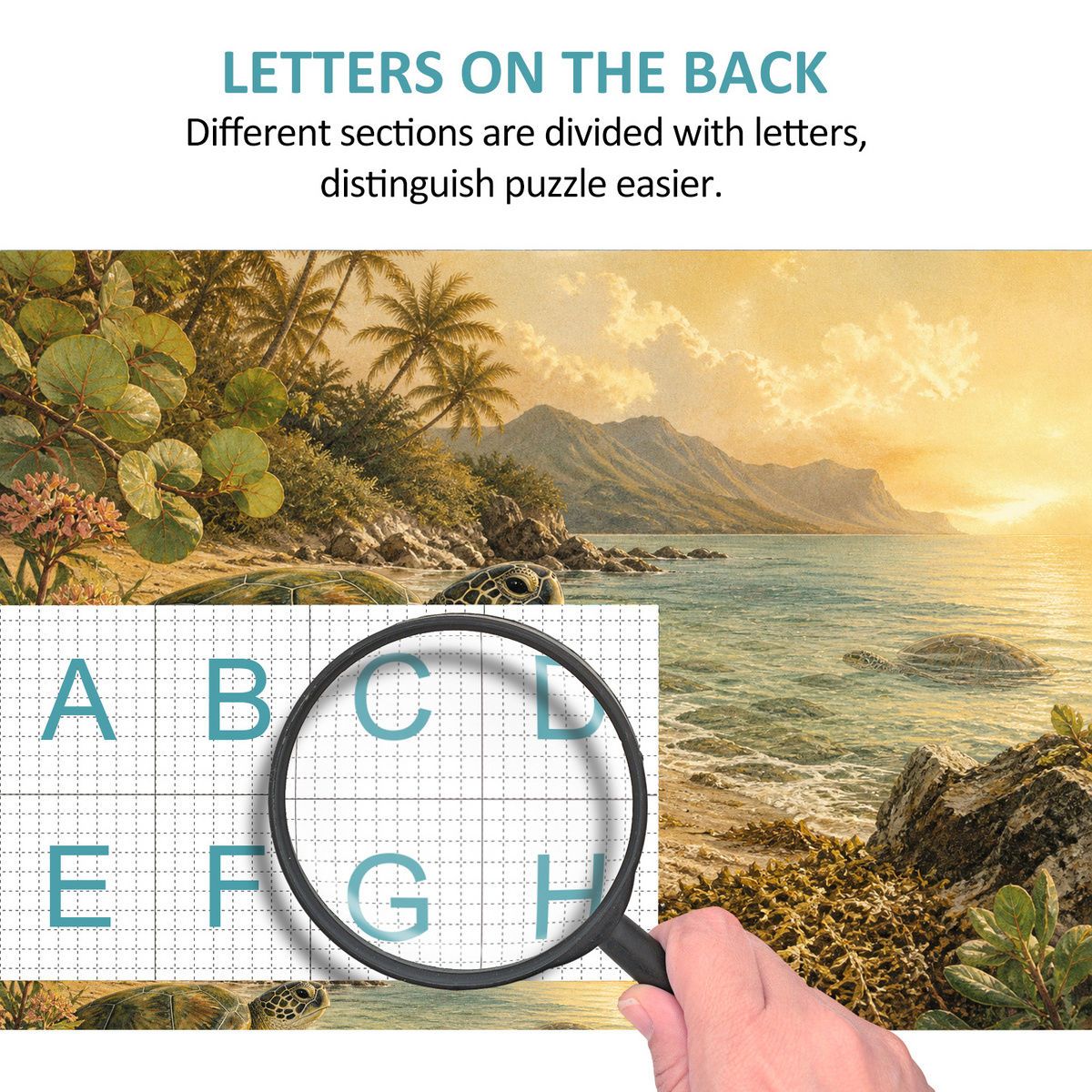 Golden-Hour Sea Turtles Landscape Puzzle - puzzle product view