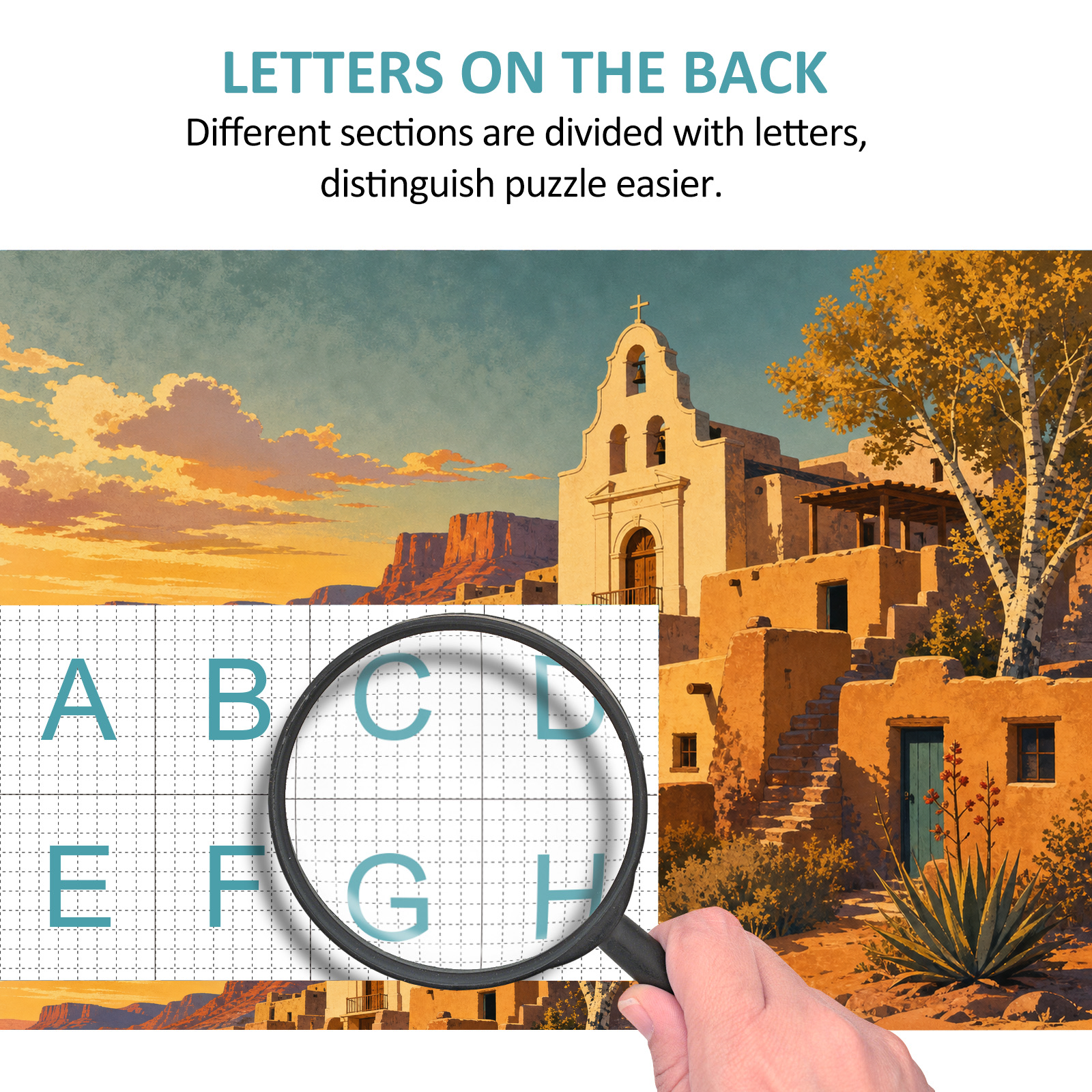 Story Rich Desert Adobe Town Travel Poster Landscape Puzzle - puzzle product view