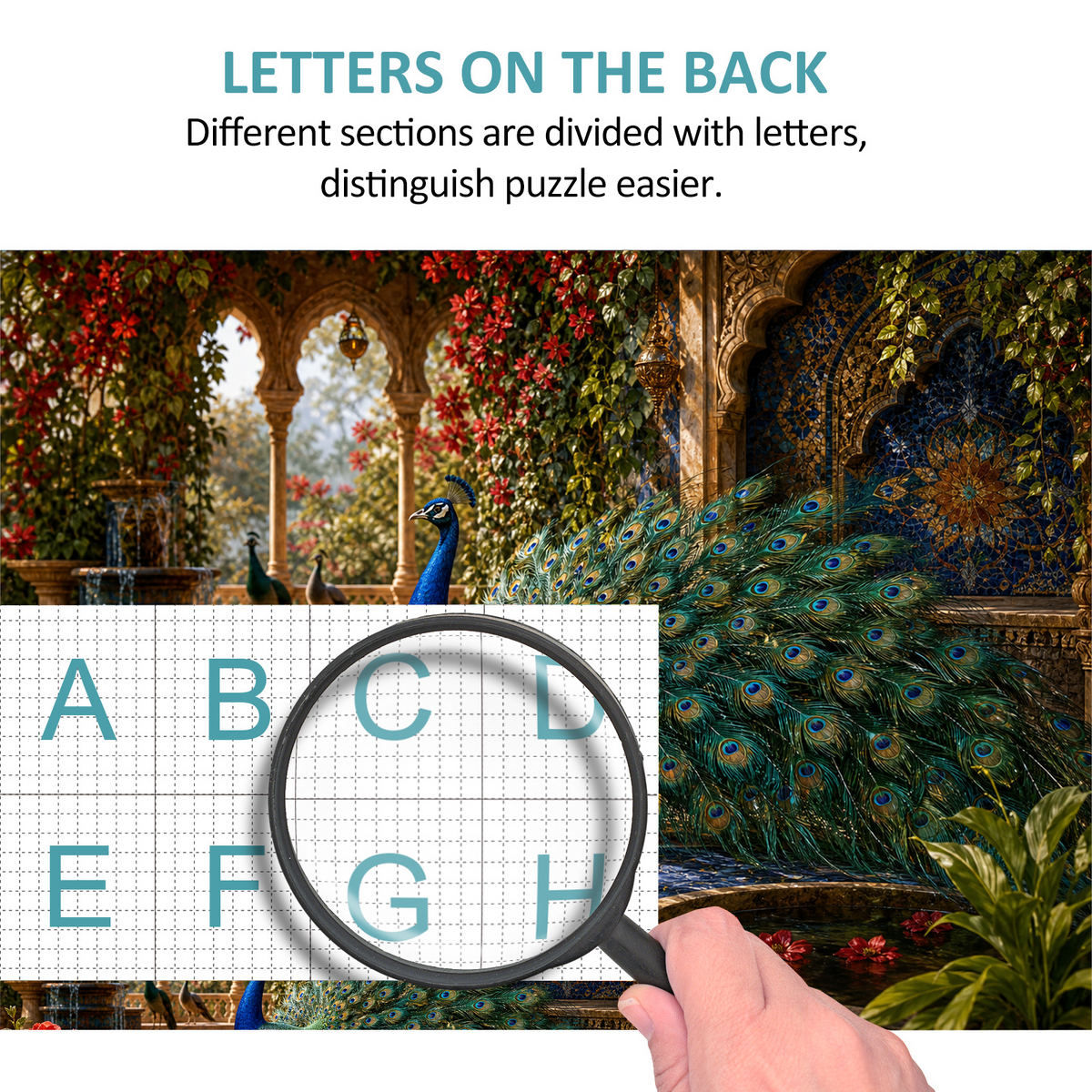 Secret Peacock Mosaic Court Landscape Puzzle - puzzle product view