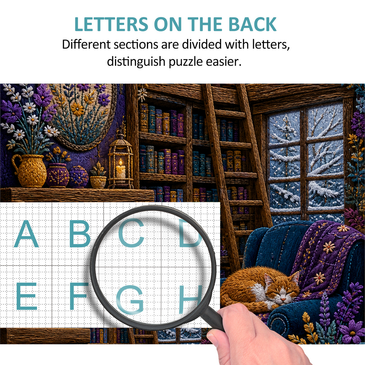 Wildflower Winter Cabin Library Portrait Puzzle - puzzle product view