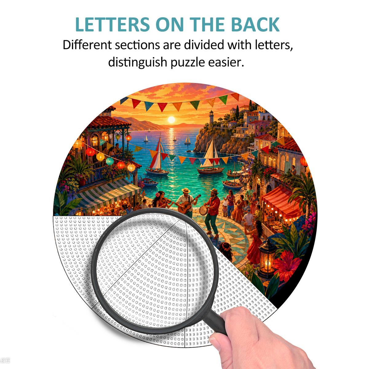 Emerald Coastal Summer Festival Round Puzzle - puzzle product view
