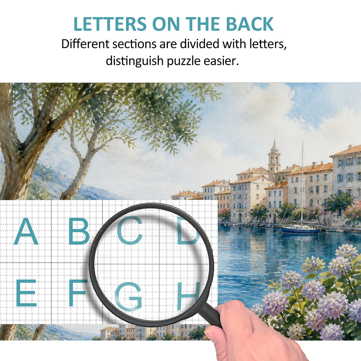 Story-Rich Watercolor Harbor Landscape Puzzle - puzzle product view
