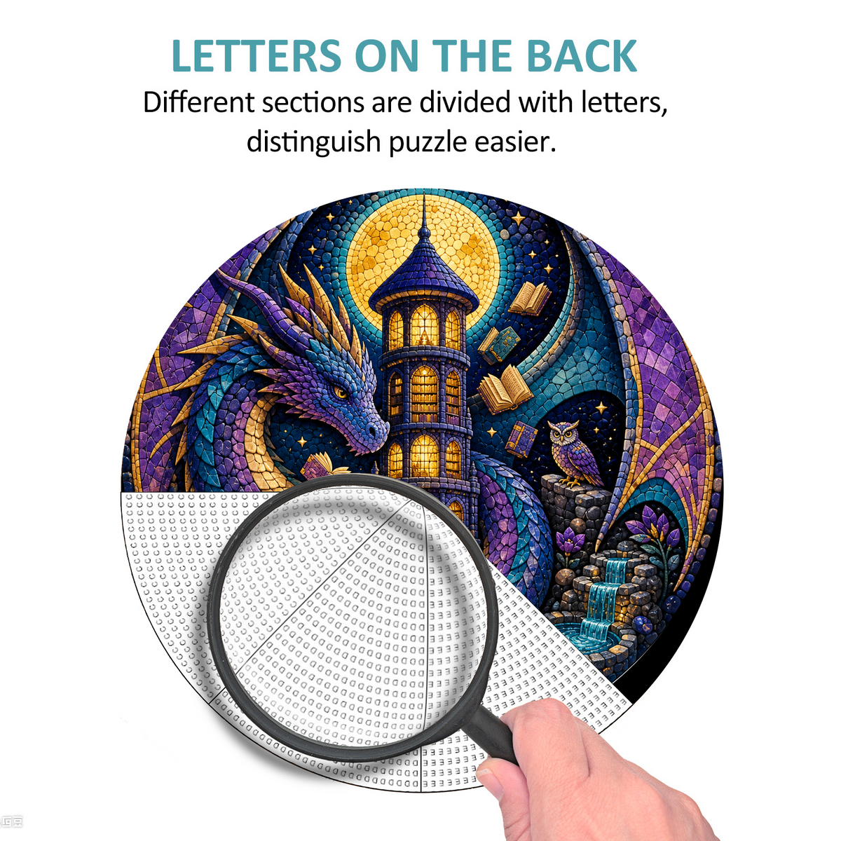 Moonlit Dragon Library Moon Round Puzzle - puzzle product view