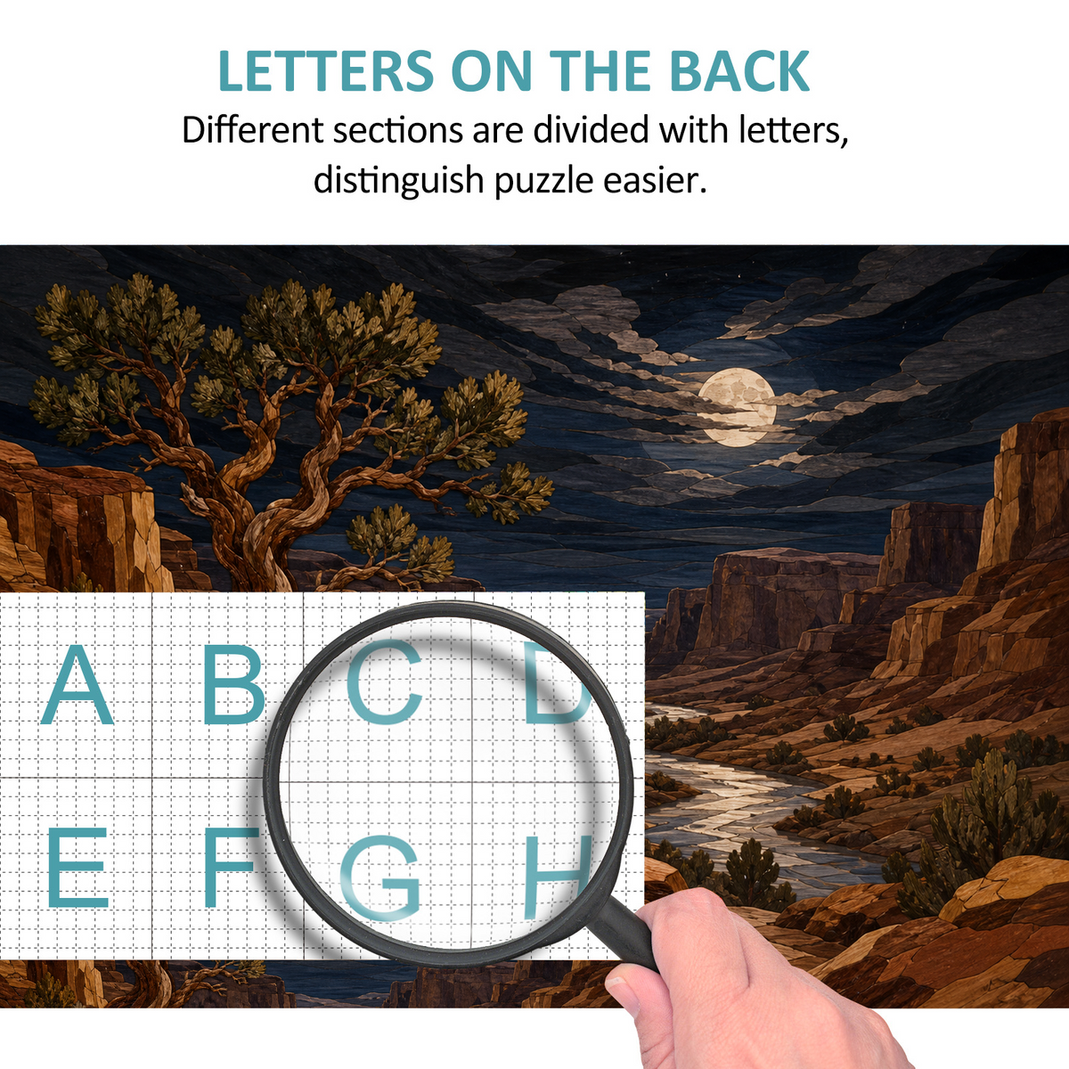Moonlit Desert Canyon Landscape Puzzle - puzzle product view