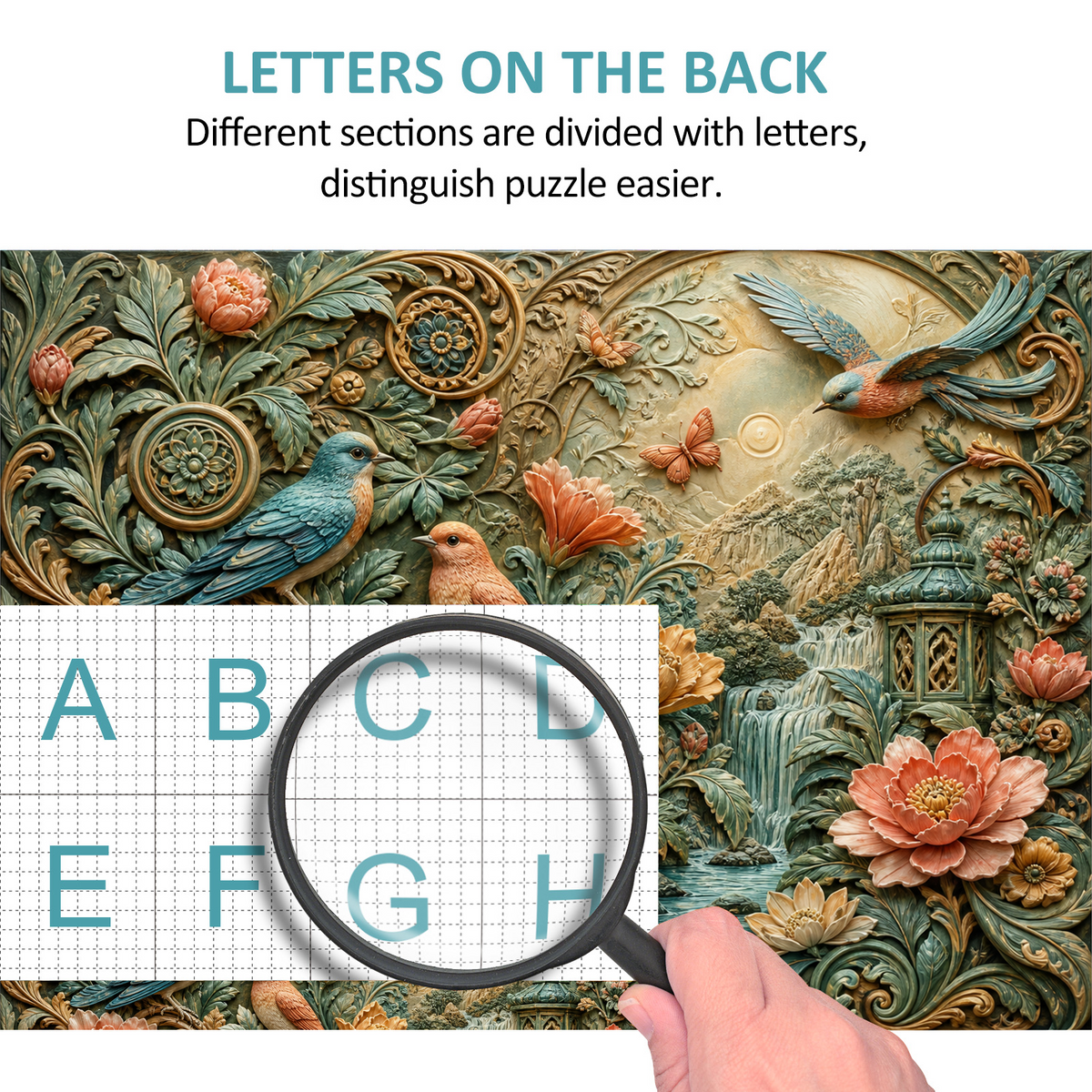 Enchanted Sculpted Floral Relief Landscape Puzzle - puzzle product view