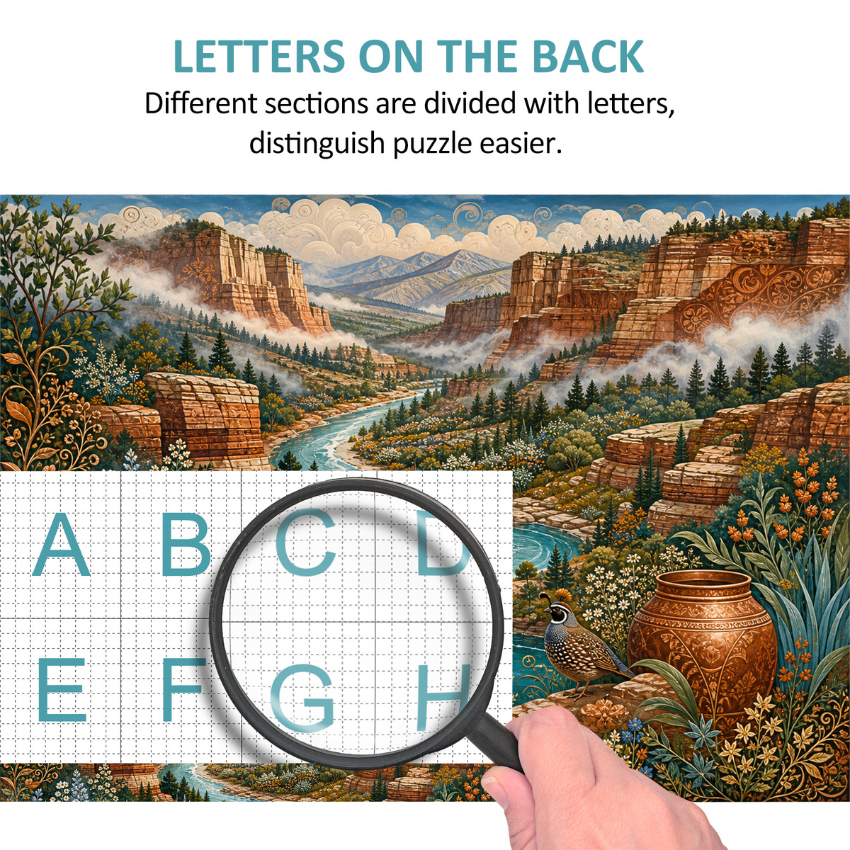 Misty Wildflower Canyon River Landscape Puzzle - puzzle product view