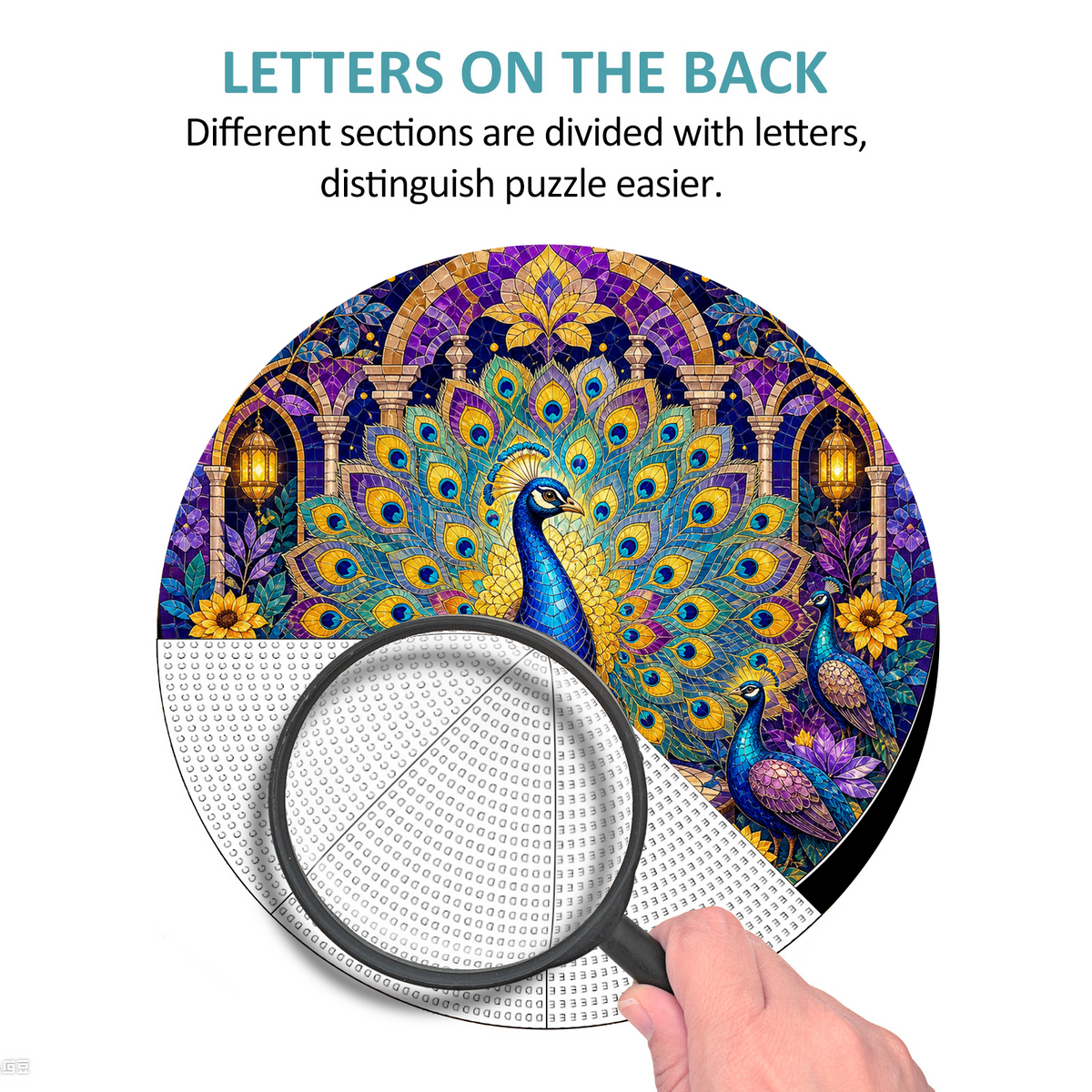 Whispering Peacock Mosaic Court Round Puzzle - puzzle product view