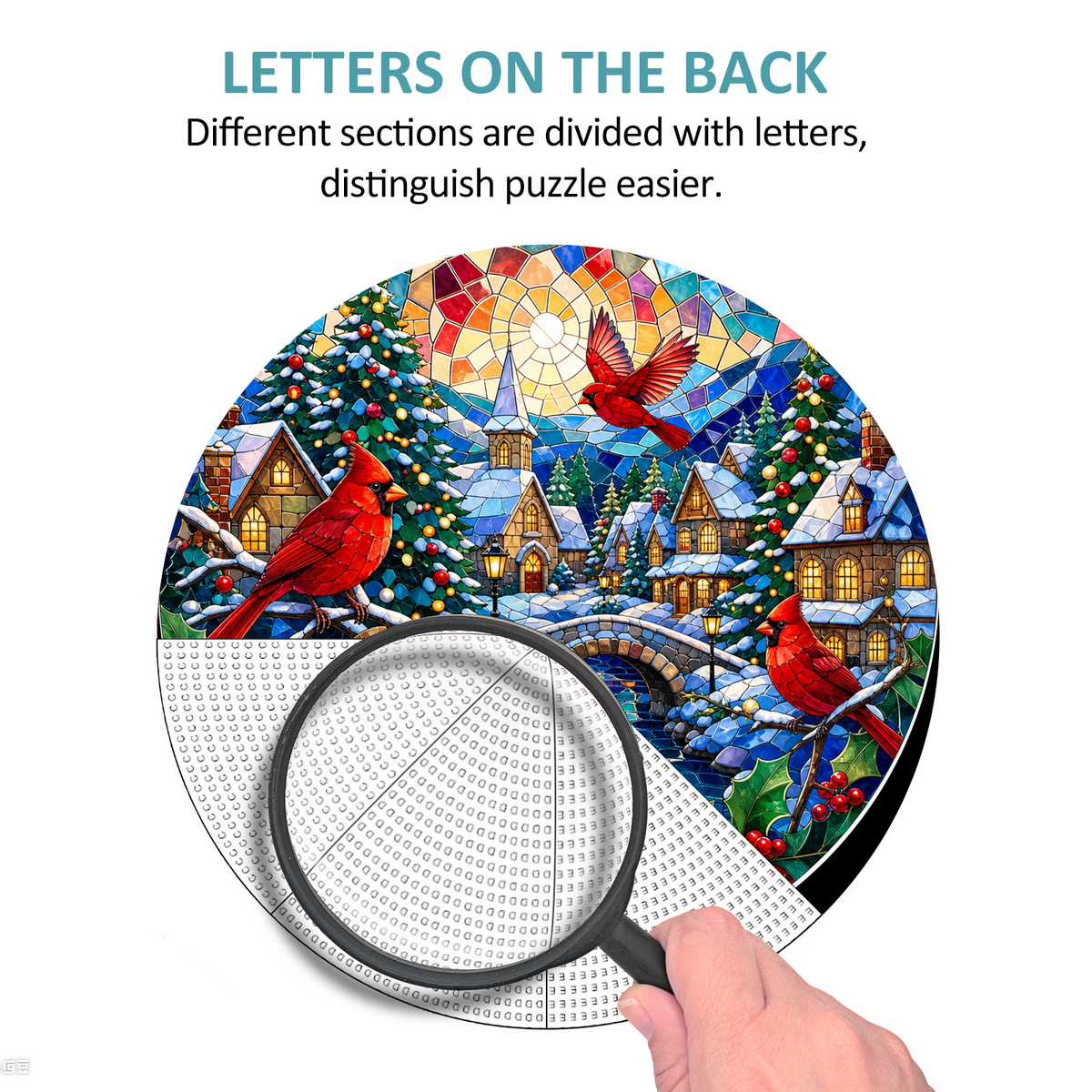 Whispering Cardinal Winter Village Round Puzzle - puzzle product view