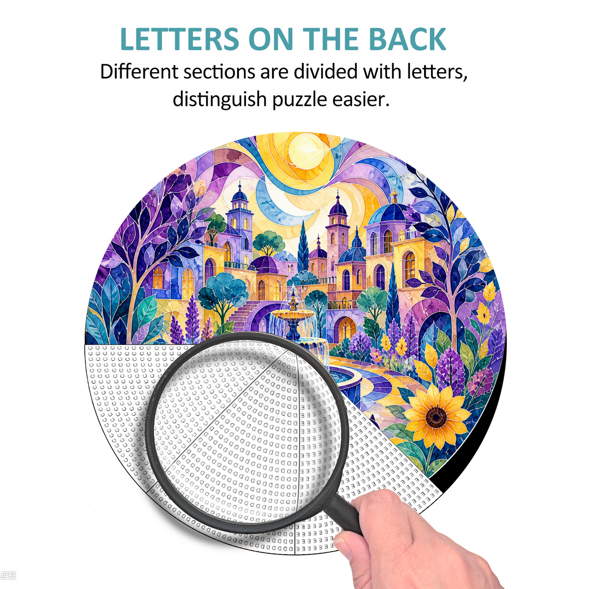 Dancing Watercolor City Garden Round Puzzle - puzzle product view
